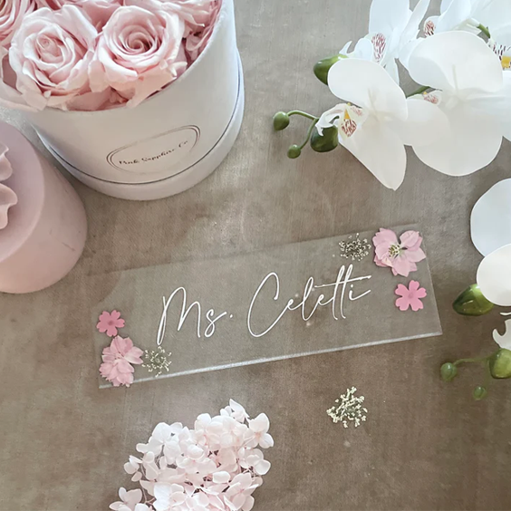 Acrylic floral nameplate