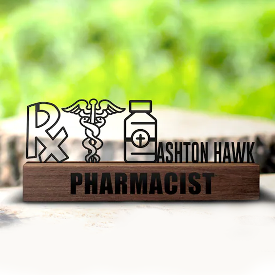 Pharmacy Desk name plate wedge