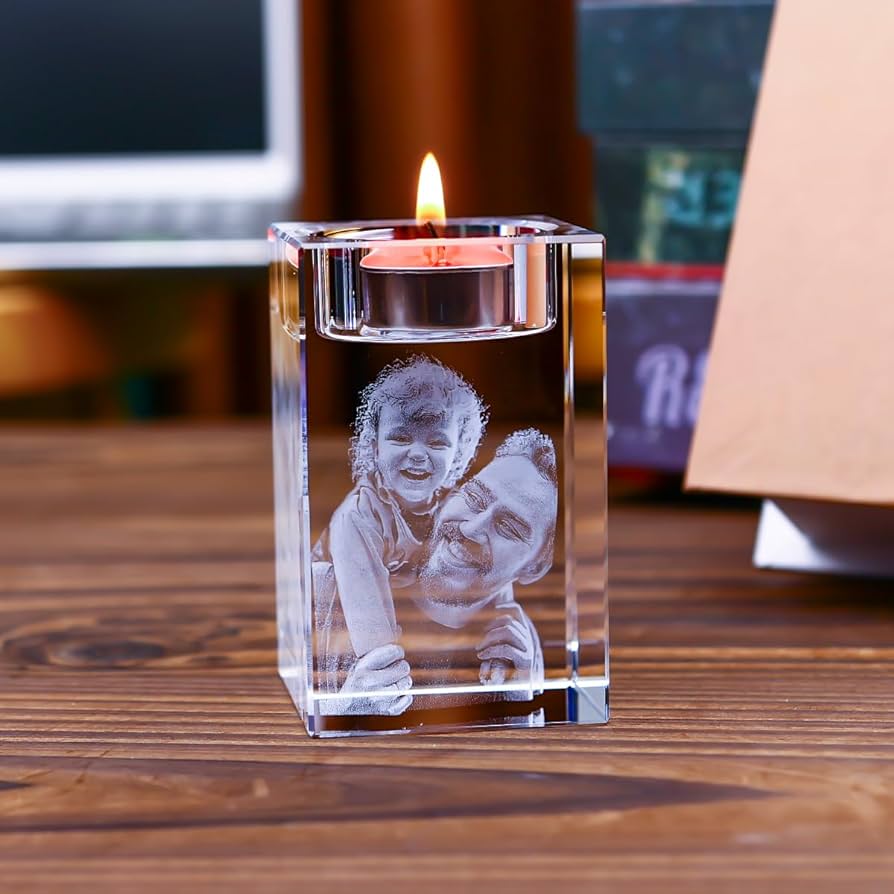 Photo engraved candle