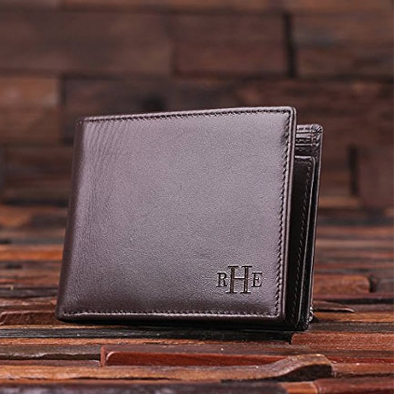 Engraved leather wallet