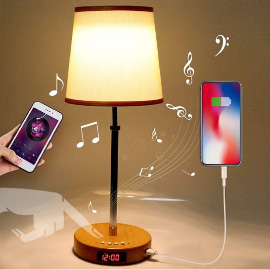 Lamp with clock and USB port