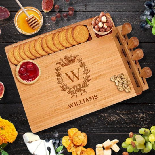 Personalized cheese board and knife set