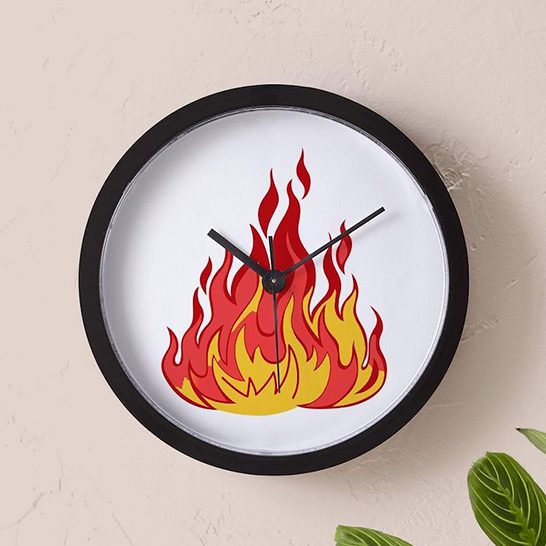 A Fire-Themed Wall Clock